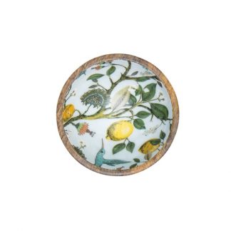 By room Schale Mangoholz Lemon bird gelb bunt 18cm