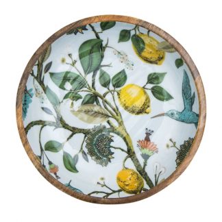By room Schale Mangoholz Lemon bird gelb bunt 38cm