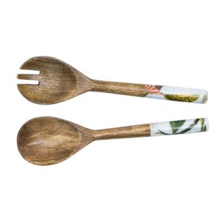 By room Salatbesteck Mangoholz Lemon bird gelb bunt