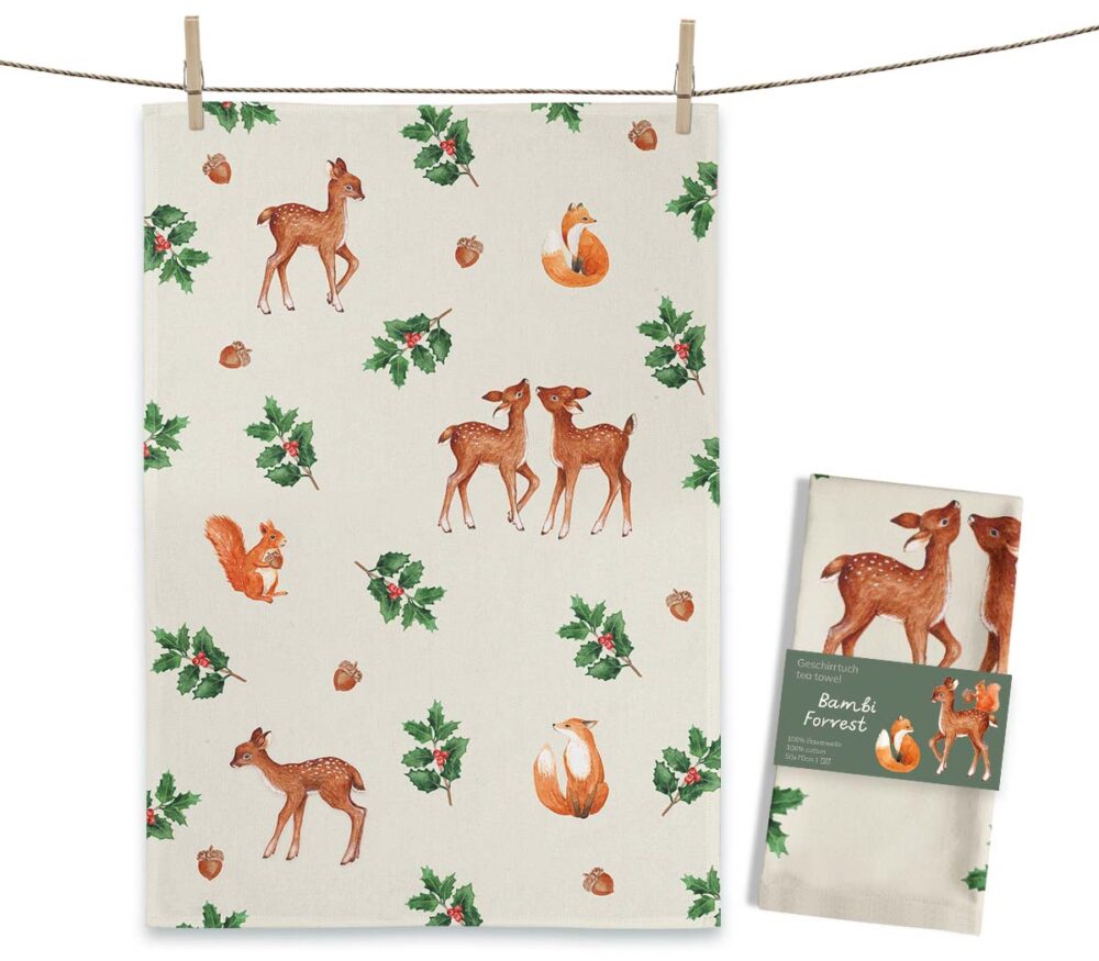 Maluu Design Geschirrtuch Bambi Forrest Reh