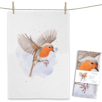 Maluu Design Geschirrtuch Flying Robin Rotkehlchen