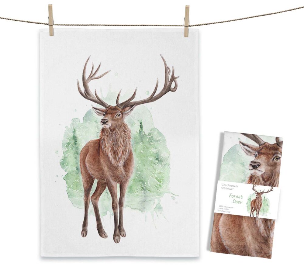 Maluu Design Geschirrtuch Forrest Deer Hirsch