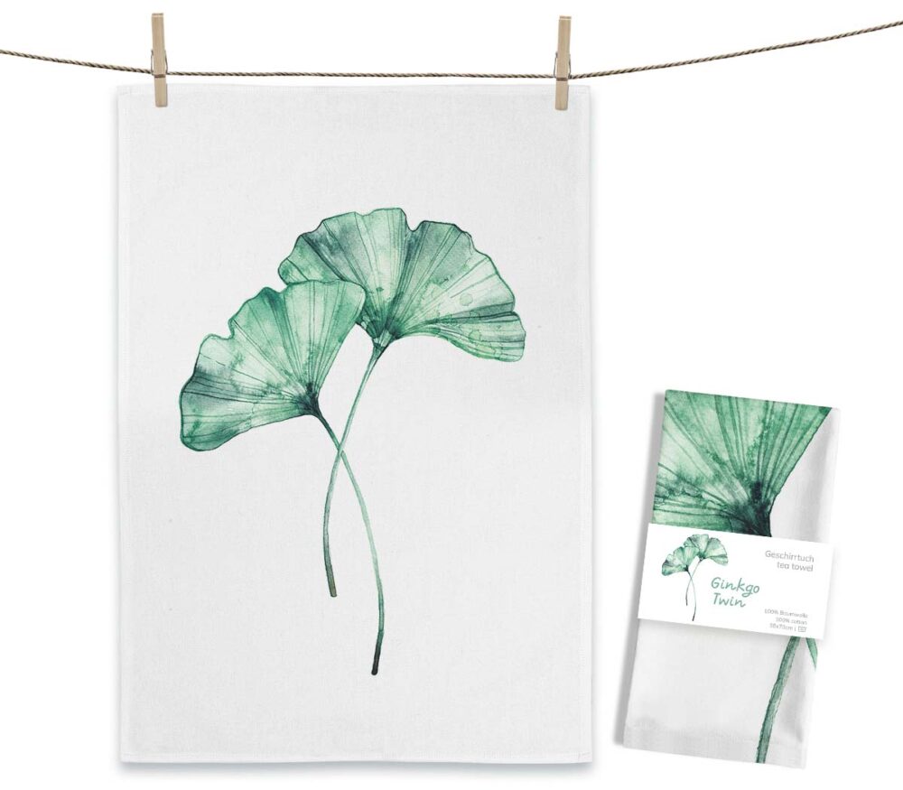 Maluu Design Geschirrtuch Ginkgo Twin Blatt