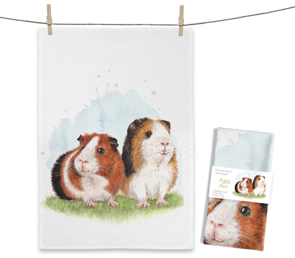 Maluu Design Geschirrtuch Piggy Pair Meerschweinchen