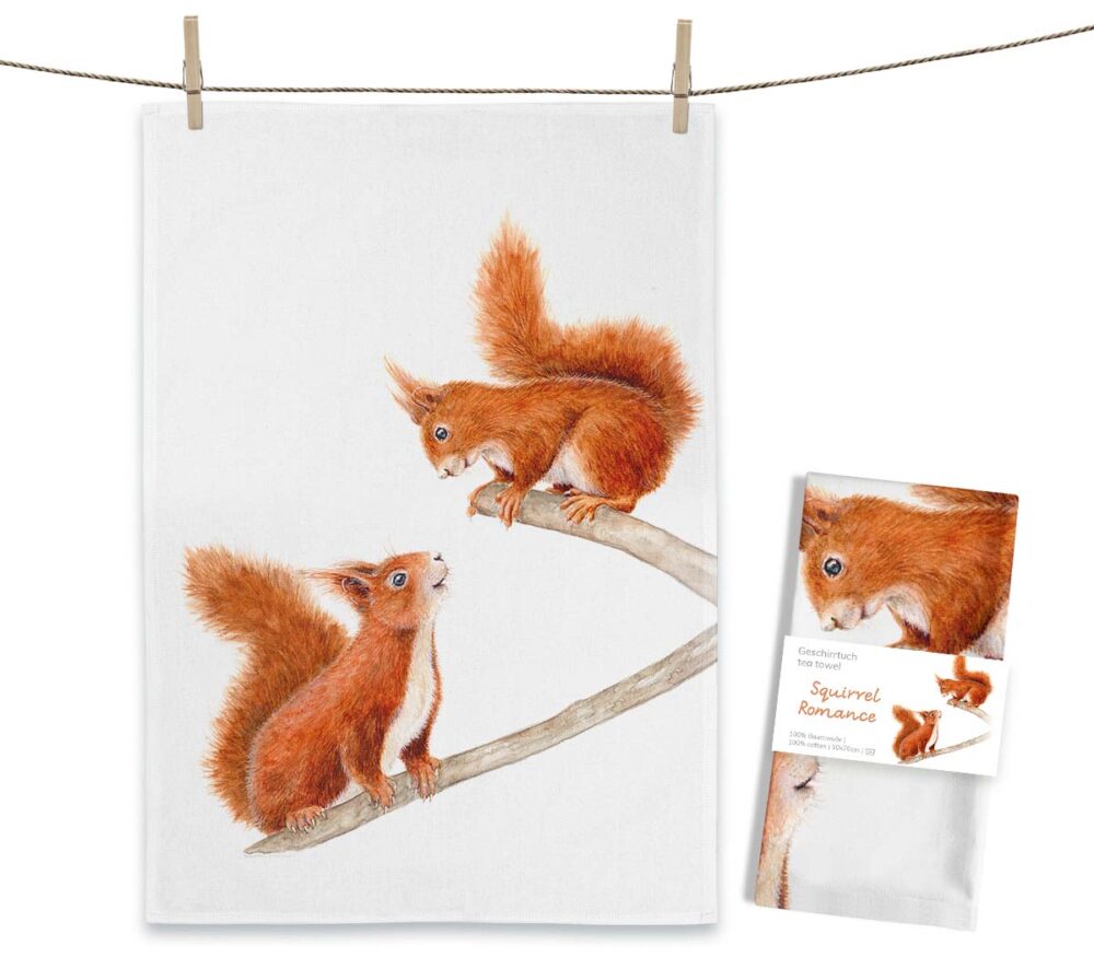 Maluu Design Geschirrtuch Squirrel Romance Eichhörnchen