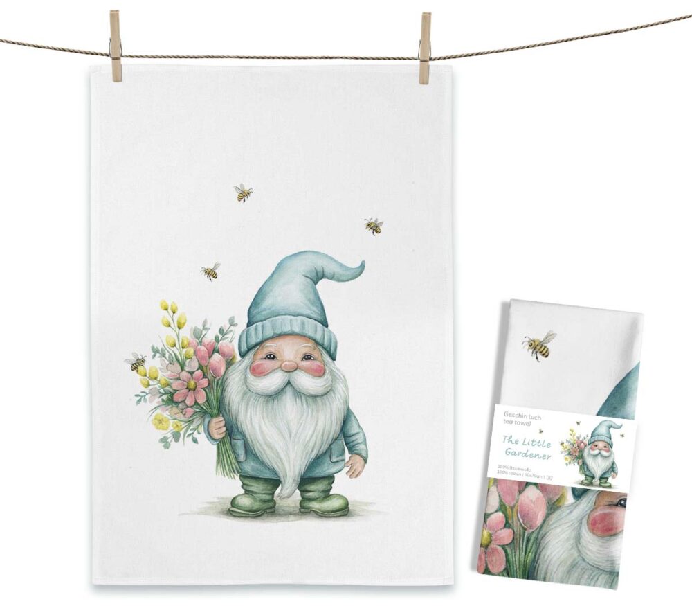 Maluu Design Geschirrtuch The Little Gardener Gärtner Zwerg