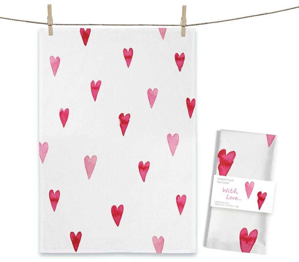Maluu Design Geschirrtuch With Love Herzen