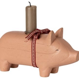 Maileg Holzkerzenhalter Schwein Mittel Rosa
