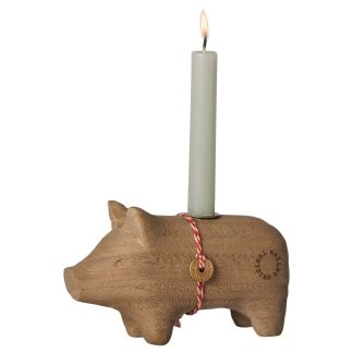 Maileg Holzkerzenhalter Schwein Klein Natur