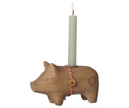 Maileg Holzkerzenhalter Schwein Klein Natur