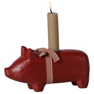 Maileg Holzkerzenhalter Schwein Mittel Rot