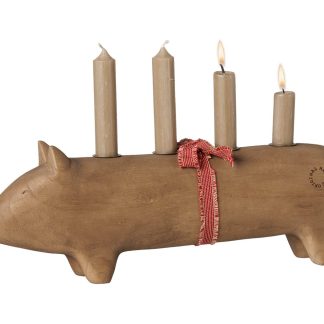 Maileg Holzkerzenhalter Schwein Advent Groß Natur