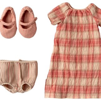 Maileg Kleid mit Unterwäsche und Schuhen Hase Größe 3 Rosa kariert