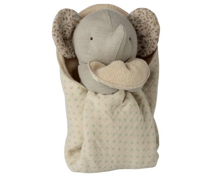 Maileg Lullaby Friends Elefant Mini mit Schmusetuch Eisengrau