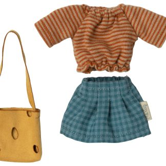 Maileg Kleidung Mama Maus mit Rock, Bluse und Käselochtasche