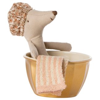 Maileg Wellness-Maus Große Schwester mit goldener Badewanne