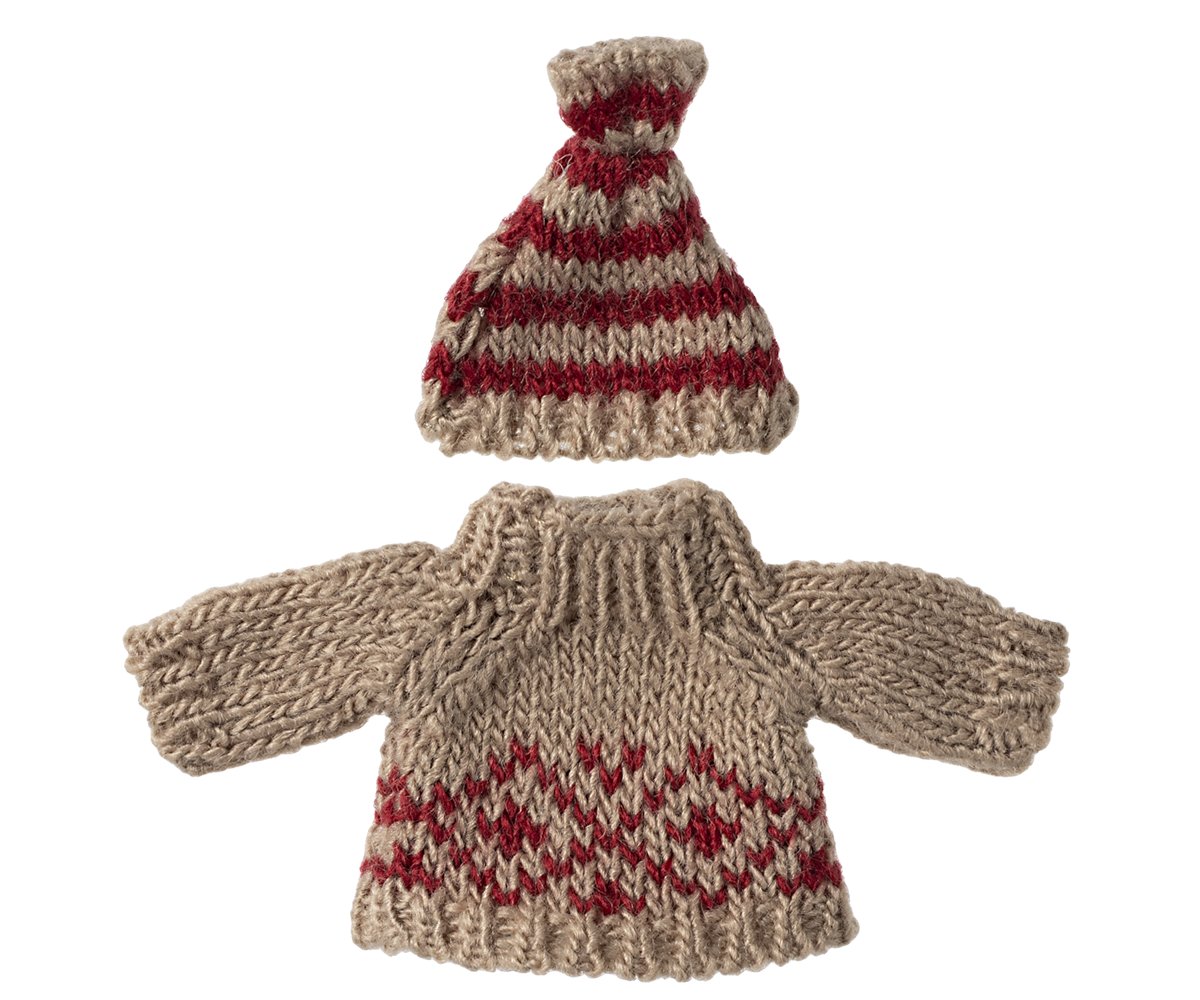 Maileg Strickpullover mit Mütze Mama und Papa Maus Braun
