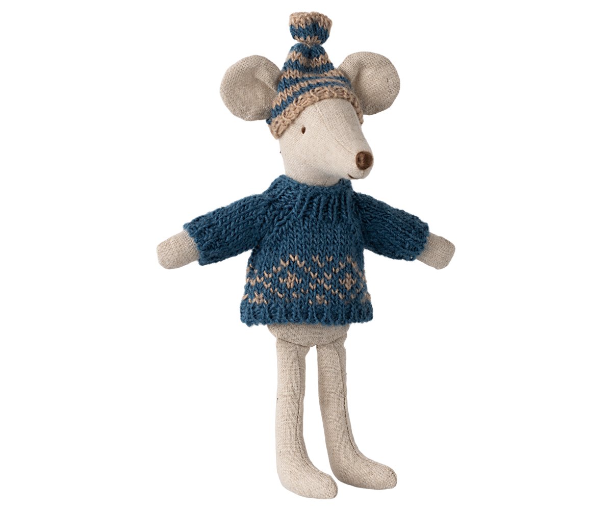 Maileg Strickpullover mit Mütze Mama und Papa Maus Blau – Bild 3