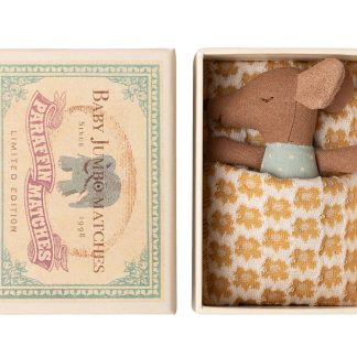 Maileg Sleepy Wakey Babymaus in Streichholzschachtel Blau
