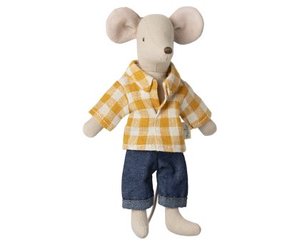 Maileg Papa Maus im karierten Hemd und Jeans