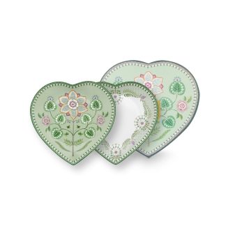 Pip Studio Lily&Lotus green Plate Herz Teller 2er Set 21cm