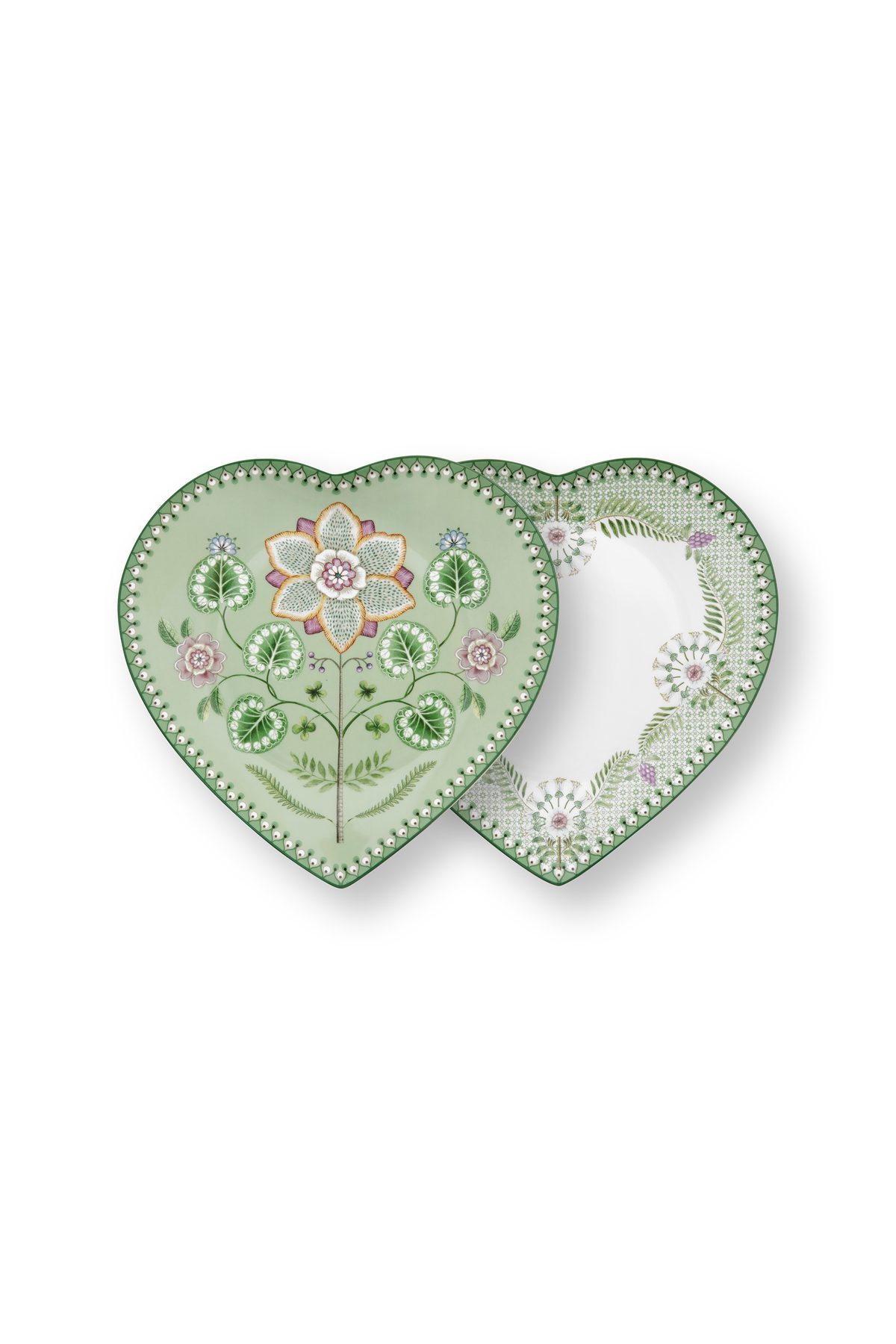 Pip Studio Lily&Lotus green Plate Herz Teller 2er Set 21cm – Bild 2