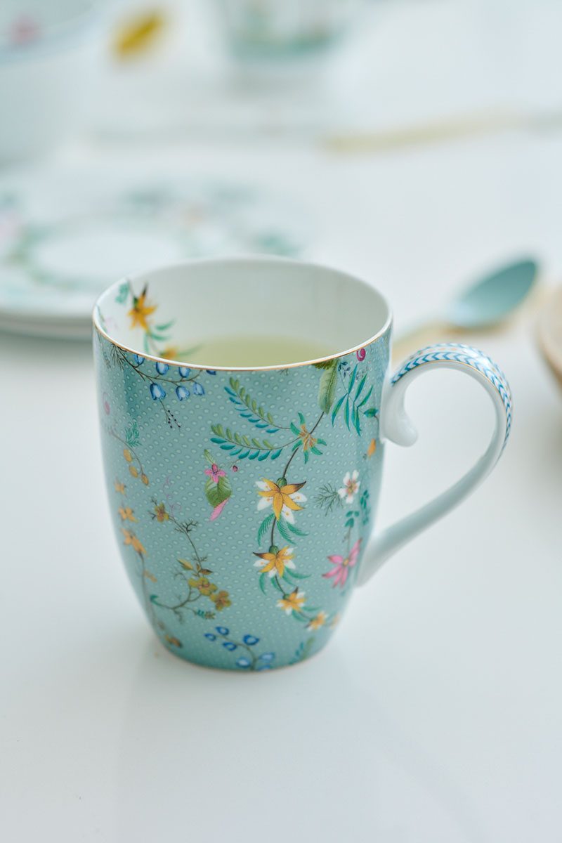 Pip Studio Jolie flowers türkis Mug Tasse 350 ml flowers türkis