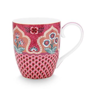 Pip Studio Flower Festival dark pink Mug Tasse 450ml XL pink