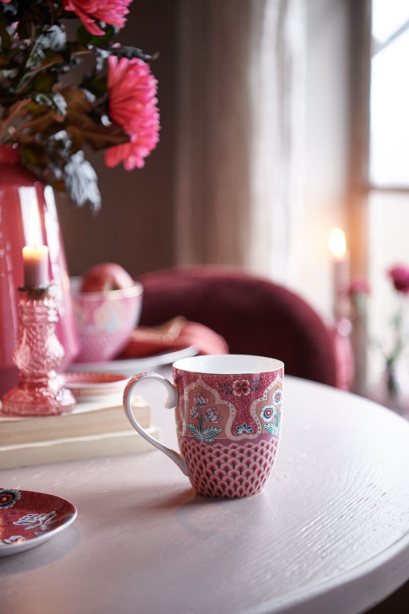 Pip Studio Flower Festival dark pink Mug Tasse 450ml XL pink – Bild 6