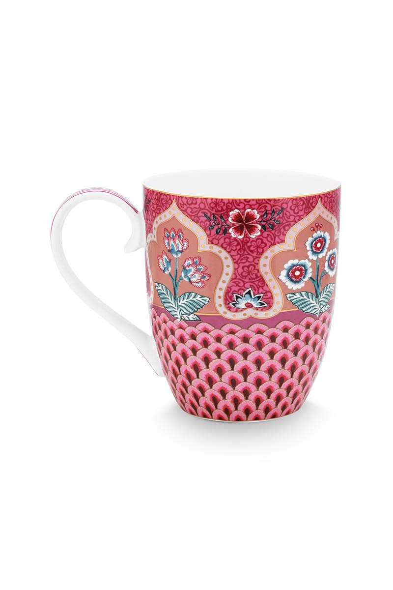 Pip Studio Flower Festival dark pink Mug Tasse 450ml XL pink – Bild 7