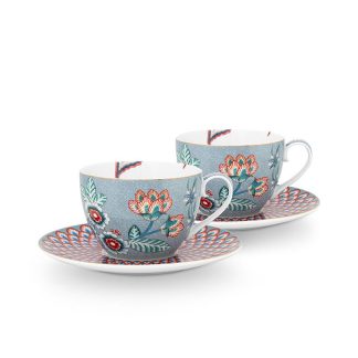 Pip Studio Flower Festival blue Mug Tasse mit Untertasse – 1 2tlg. Set
