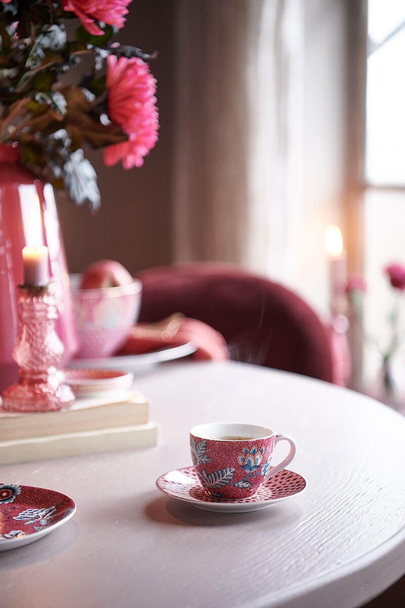 Pip Studio Flower Festival dark pink Espresso Cup & Saucer Espresso 2tlg – Bild 2