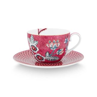 Pip Studio Flower Festival dark pink Mug Tasse 2 tlg