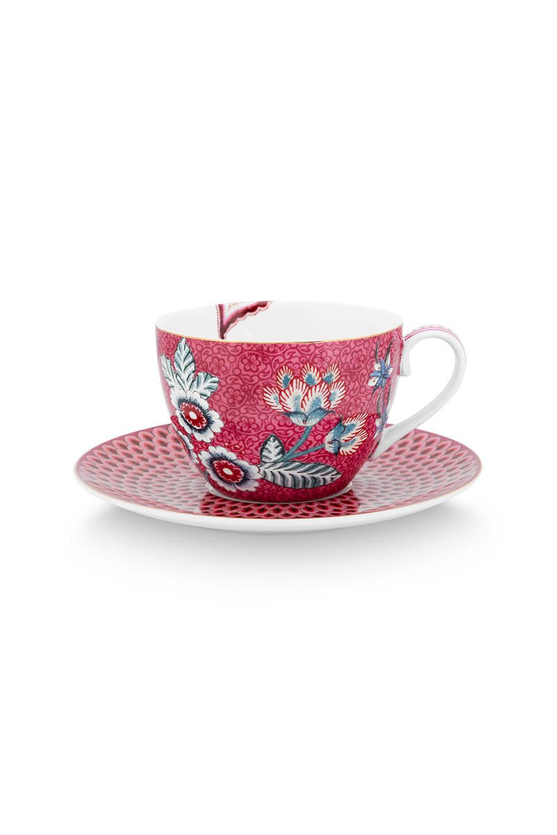 Pip Studio Flower Festival dark pink Mug Tasse 2 tlg