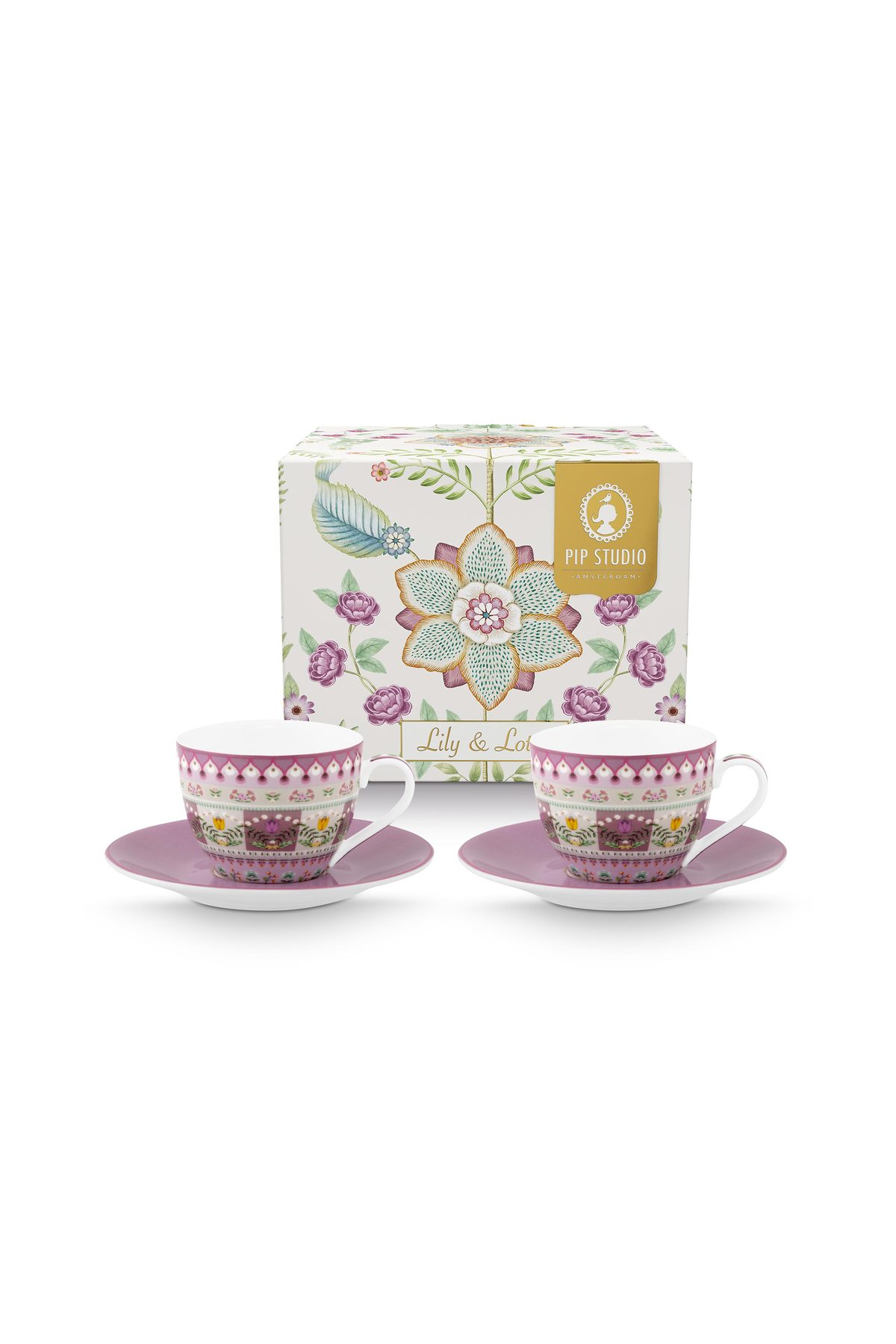 Pip Studio Lily & Lotus Lila Espressotasse mit Untertasse 2tlg. Set