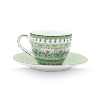 Pip Studio Lily & Lotus green Espressotasse mit Unterteller 2tlg. Set