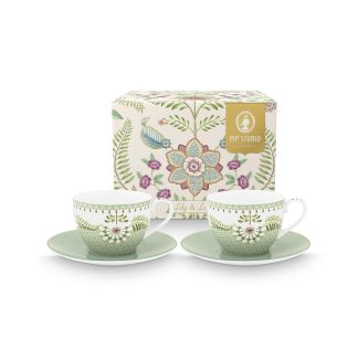 Pip Studio Lily & Lotus green Tasse mit Untertasse 2tlg. Set