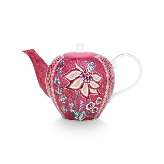 Pip Studio Flower Festival dark pink Tea Pot Teekanne 1,6l