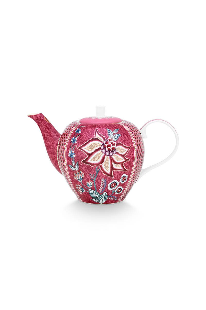 Pip Studio Flower Festival dark pink Tea Pot Teekanne 1,6l