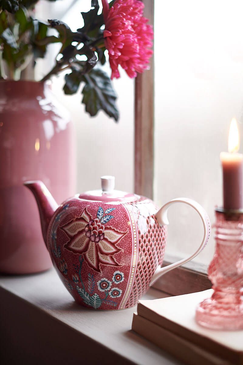 Pip Studio Flower Festival dark pink Tea Pot Teekanne 1,6l – Bild 2
