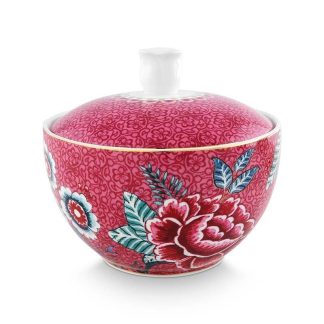 Pip Studio Flower Festival dark pink Sugar Bowl Zuckerdose