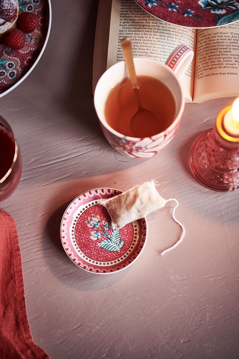 Pip Studio Flower Festival dark pink Plate Teller Tea tip – Bild 2