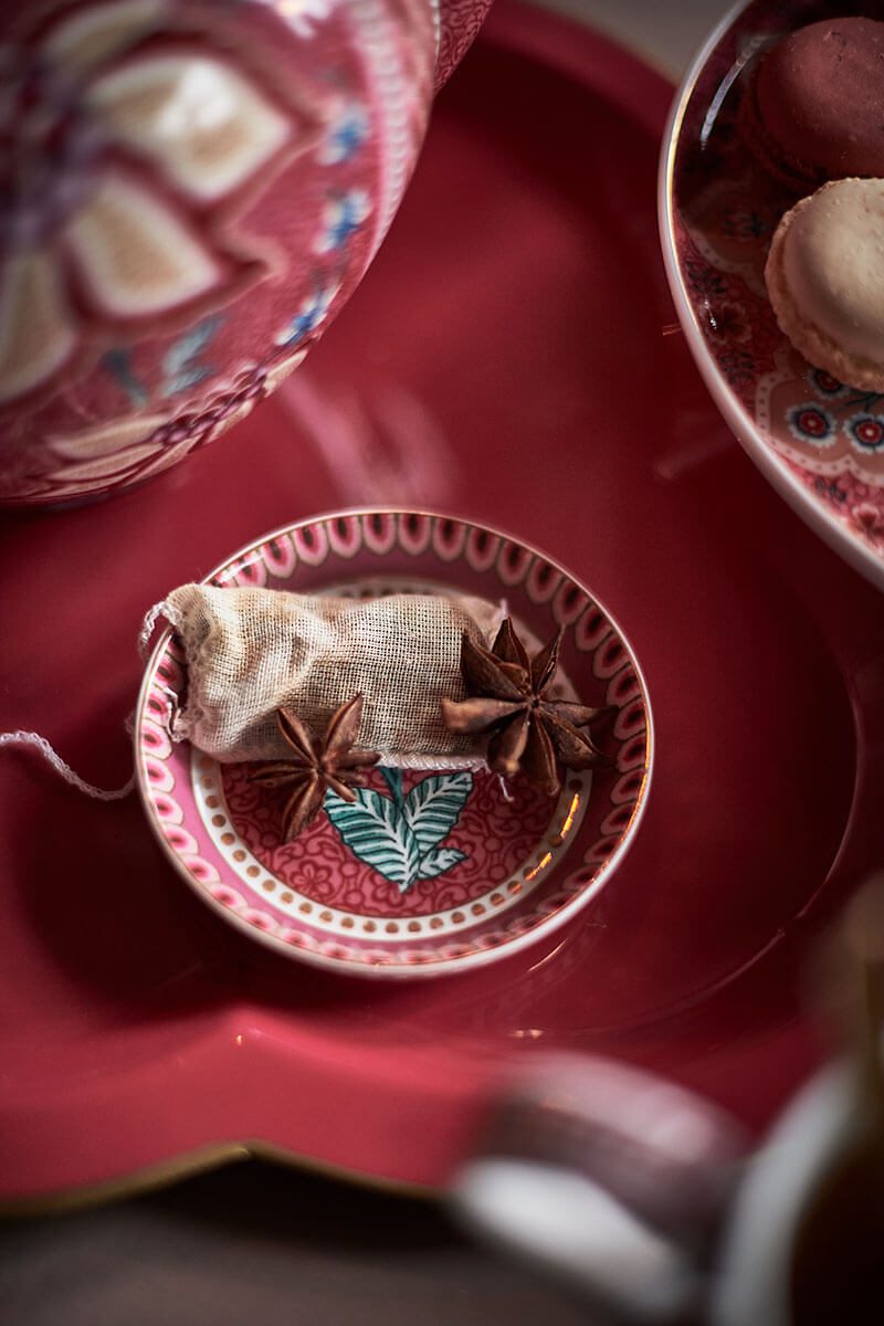 Pip Studio Flower Festival dark pink Plate Teller Tea tip – Bild 5