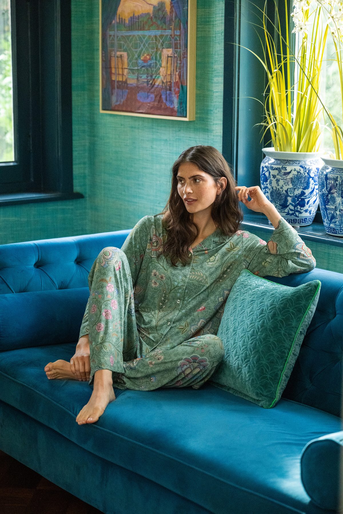 Pip Studio Faye Langarmshirt Mumbai Morning Grün – Größe XS – Bild 13