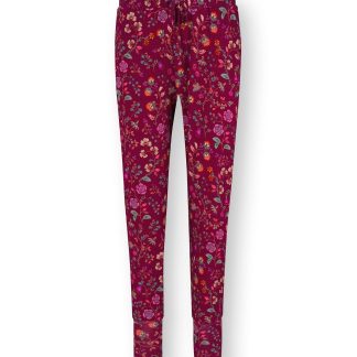 Pip Studio Bobien Loungehose Flora Bangalore Dunkelpink – Größe XS