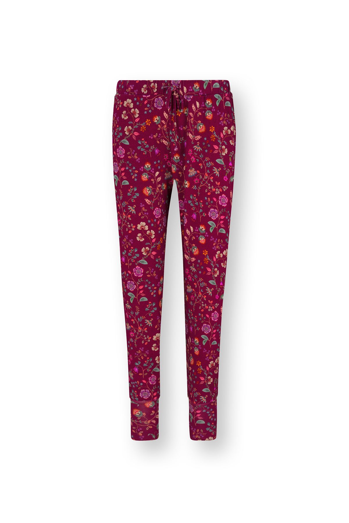 Pip Studio Bobien Loungehose Flora Bangalore Dunkelpink – Größe XS – Bild 6