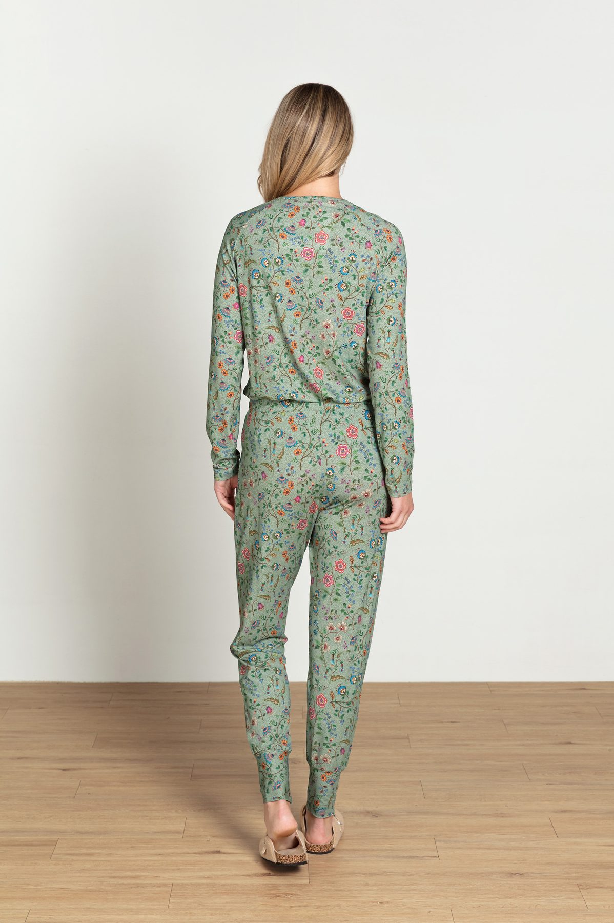 Pip Studio Bobien Loungehose Flora Bangalore Grün – Größe XS – Bild 5