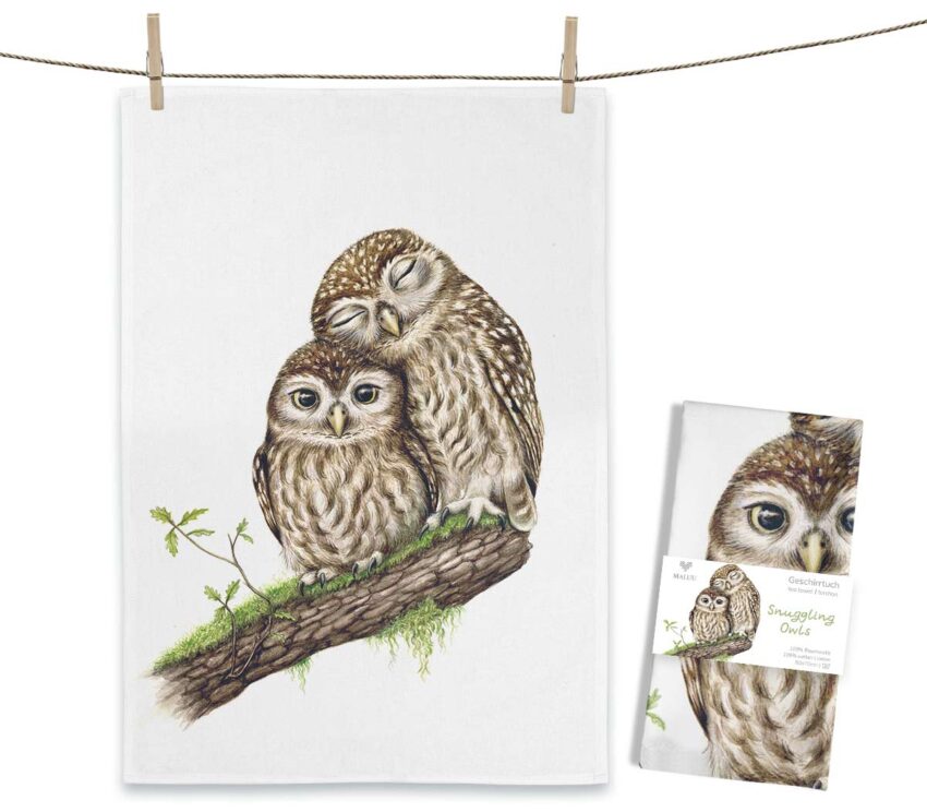 Maluu Design Geschirrtuch Snuggling Owls Eulen